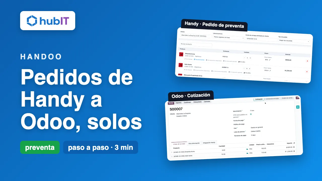 Pedido de preventa en Handy convertido en cotización de Odoo